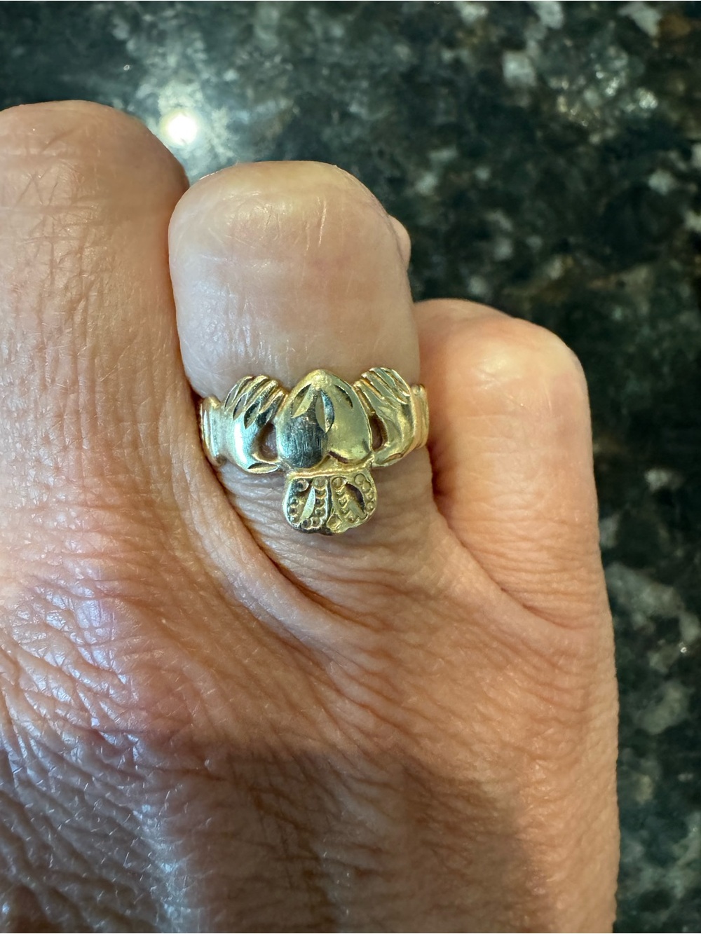 Gold Claddagh Style Women's Ring - Gold Tone Size 9